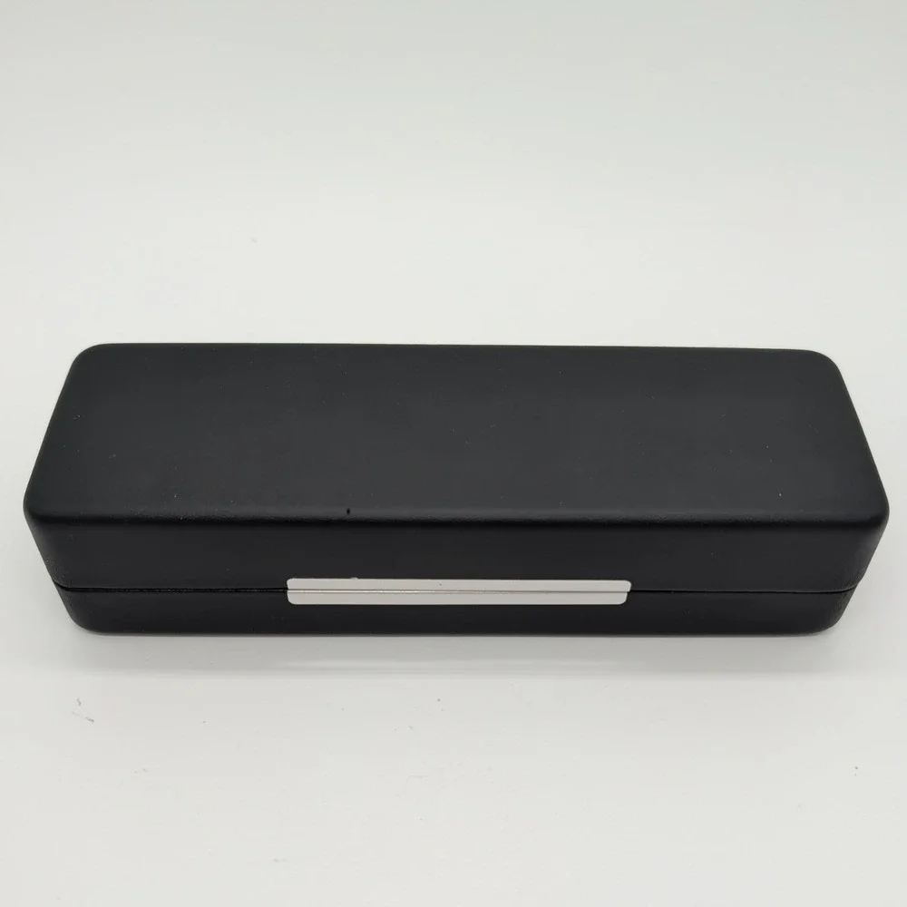 NEW Morel 1880 Black Leather Red Velvet Hard Clamshell Eyeglasses Case ONLY
